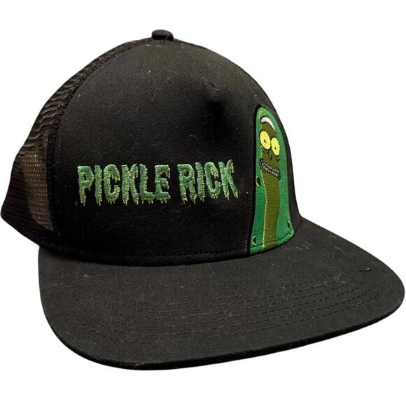 NWT Pickle Rick Embroidered Rick and Morty Cartoon TV Show Black SnapBack Hat - Picture 2 of 7